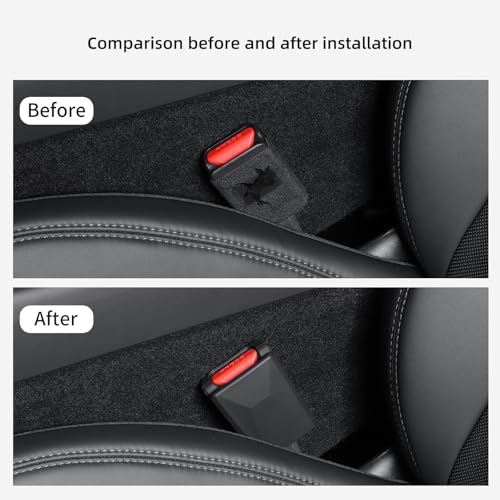 LUCKEASY 2PCS Car Seat Belt Buckle Cover for Tesla Model Y Juniper 2025 2026 /Model 3 Highland 2024-2026 Seatbelt Button Protector Seat Belt Protection Cover Car Accessories Silicone (Black) - size: 2PCS