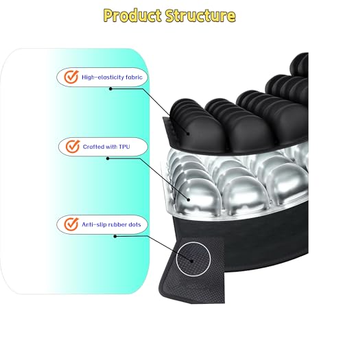 Inflatable Travel Seat Cushion with Built-in Pump - Compact Airplane Seat Cushion for Long Flights - Ergonomic Air Pad for Car, Stadium Bleachers & Desk Chair Comfort (Dark)