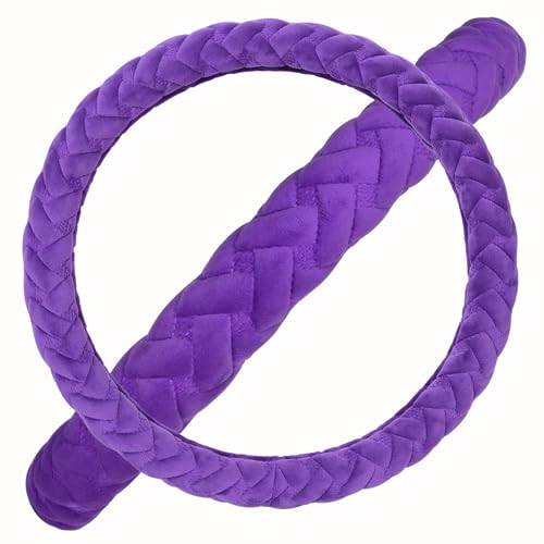 Flying Banner car Steering Wheel Cover Massage Velvet Warm Universal Size 15 inches SUV Truck Anti Slip Odorless Summer Winter (Purple, Velvet Massage) - color: Purple