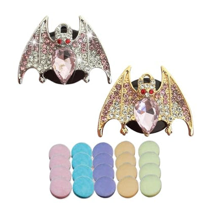 New Bat Aromatherapy Car Decoration Clip Car Air Vent Decorative Fragrance Bat Rearview Mirror Pendant Ambience Decoration Pendant (Gold Bat & Silver Bat) - size: Gold Bat & Silver Bat