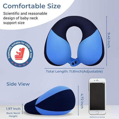 COOLBEBE Kids Travel Neck Pillow, 2PCS Softly Headrest Travel Pillow for Car & Airplane, Traveling Gifts for Toddler & Children (Black & Blue) - color: Black & Blue