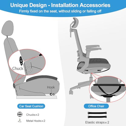 Car Seat Cushion Chair Cushions, 1.2in Memory Foam Pressure Relief Seat Cushion for Car, Non-Slip Design Car Truck Seat Cushion for Driving, Ergonomic Chair Seat Pad for Office Gaming Wheelchair