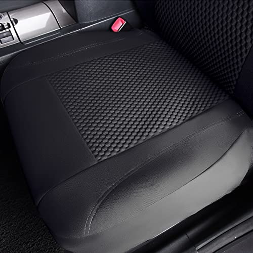Flying Banner car seat Covers Full Set Velvet Cubic Stamp Massage Breathable Rear Bench Split Black Gray Beige tan 40/60 50/50 60/40 (Full Set - Low Back, Black) - color: Black