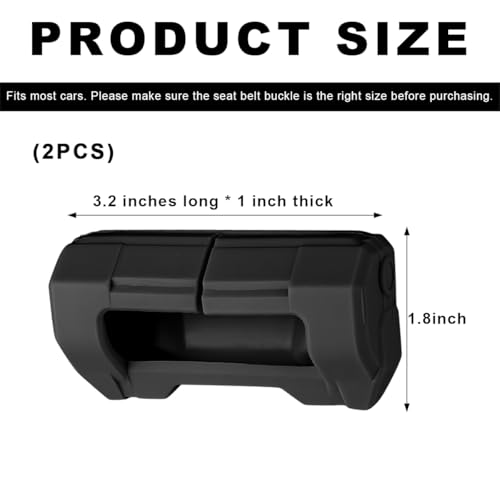 2 PCS Car Seat Belt Buckle Covers, Anti-Scratch Silicone Auto Seatbelt Clips Protector, Universal Seat Belt Buckle Protective Sleeve for SUVs Vans Trucks, Car Accessories (Black) - color: Black