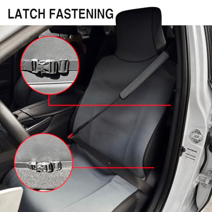 Universal Cloth Car Seat Covers Full Set with Buckle Fastening, Water-Resistant Fabric Auto Interior Protector – Fits Most Cars, SUVs, Trucks (Grey) - style: Grey