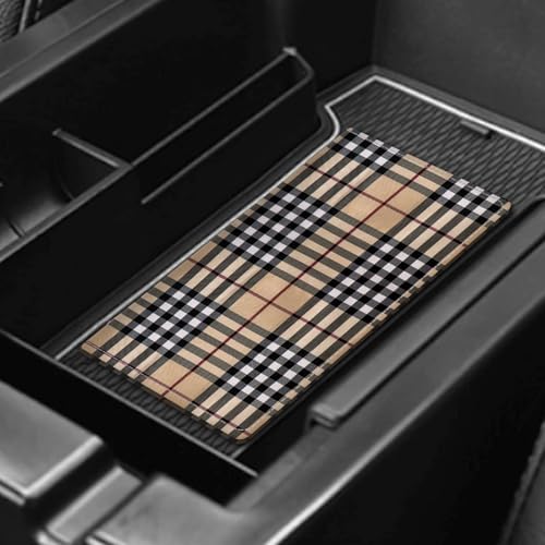 Leather Car Registration and Insurance Card Holder, Cute Car Accessories Vehicle Glove Box Car Organizer for Documents, Cards, License Luxury Brown Plaid - color: Luxury Brown Plaid
