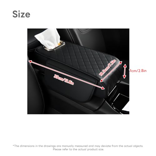 Car Armrest Pad, Universal Armrest Cushion Pad, Leather Armrest Box Pad - color: Without cup holder, Black