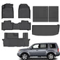 Jenofa-Car Floor Mats for 2009-2015 Honda Pilot Full Set Waterproof Car Mat All Weather Automotive Floor Liners Custom for Pilot Accessories Black(Floor Mat & 3rd Backrest Mat & Cargo Mat) - style: 7|For pilot|2009-2015|Backrest Set