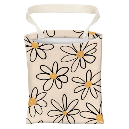 Car Trash Can, Cute Car Trash Bag, Hanging Car Organizer and Storage Bag, Trash Bin for Car Accessories, Vehicle, Travelling, Camping Cute Beige Daisy - color: Cute Beige Daisy