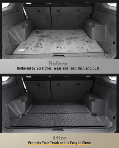 Car Floor Mats for Toyota 4Runner: 2003-2009 (4th Gen) Cargo Trunk Liner, All Weather Accessories Rubber Carpet Custom Fit for Toyota 4 Runner 2003 2004 2005 2006 2007 2008 2009 SUV (Only 5 Seat Model