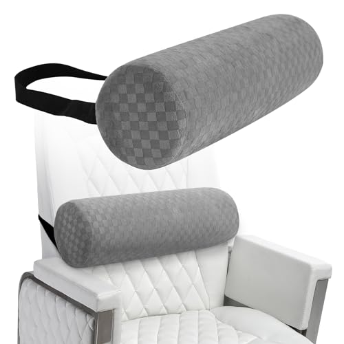 Lumbar Roll Pillow for Lower Back, Lumbar Support Foam Roll Cushion with Pillowcase and Upgraded Strap for Office, Chair, Car, Seat Pain Relief & Improving Posture (Light Grey, Long-15*4.3'') - color: Light Grey, size: Long-15*4.3''