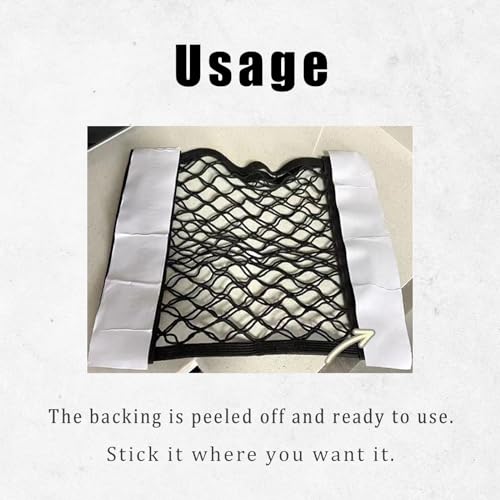 2PCS Universal Car Cargo Net with Adhesive Tape, 9.8×15.7in Trunk Storage Mesh Pocket Wall Mount Organizer Bag for Car RV SUV Boat Truck Camper Van Trailer (Black)