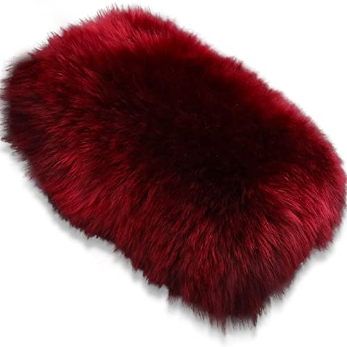 Andalus Brands Pure Australian Sheepskin Fluffy Car Center Console Cover, Luxurious Non-Shedding Furry Arm Rest Cover for Car, Versatile for All Seasons, Dark Red - (11.47" X 6.3") - color: Dark Red