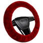 Soft Fluffy Wool Sheepskin car Steering Wheel Cover for Girls Women Universal car 14 1/2-15 1/2inchs (Claret) - color: Claret