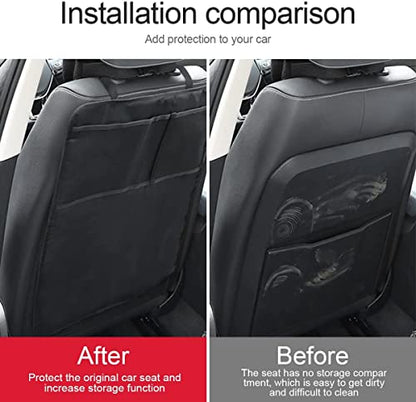 XINLIYA Heavy Duty Kick Mat, 2 Pack Car Seat Back Protectors, Upgraded Waterproof Fabric, Car Back Seat Cover for Kids, Pets with 3 Reinforced Mesh Storage Pockets