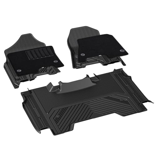 3W Floor Liner & Carpet Top Bundle for 2019-2024 Dodge Ram 1500 Crew Cab (New Body/Without Storage) All-Weather 1st & 2nd Row TPE Mats Set, Not for Classic Models - size: 19-24 Ram 1500 w/o Storage Floor Mats & Carpet