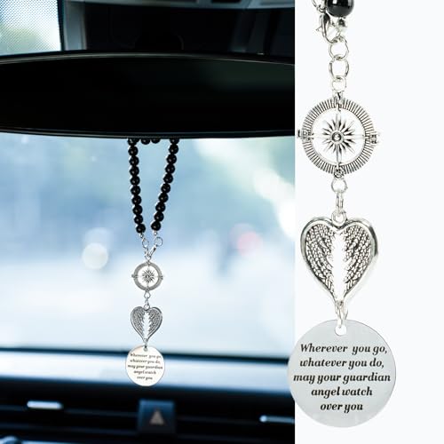 Rislobx Angel Wings Car Charm, Car Rear View Mirror Hanging Ornament, Metal Angel Wings Pendant Mirror Hanger Decor for Lover Family Christian Gifts (Style B) - color: Wings Style B