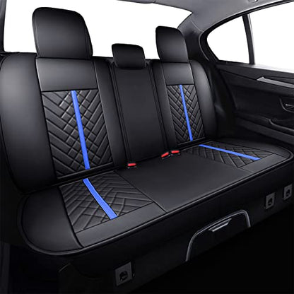 Tacoma Rear Seat Covers 2005-2024 2025 2026 TRD Sport Offroad Limited SR5 V6 Crew Double Extended Cab Truck Back Car Cushions with Waterproof Faux Leather (Rear Seat/Black-Blue) - color: Rear Seat/Black-Blue