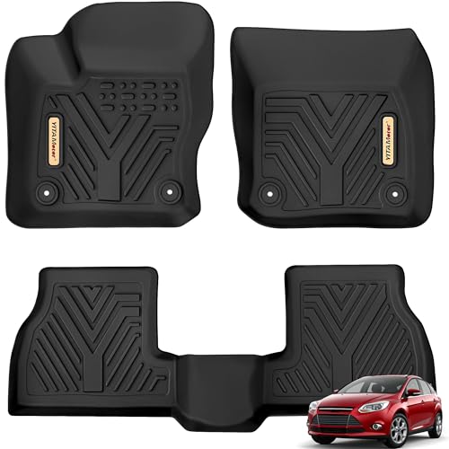YITAMOTOR Floor Mats Fit for 2012-2018 Ford Focus S/SE/SEL/ST/Titanium, TPE All Weather Custom Fit Protection Floor Liners for Focus, 1st & 2nd Row Car Mats Set Accessories Waterproof, Black - style: 12-18 focus 1st&2nd