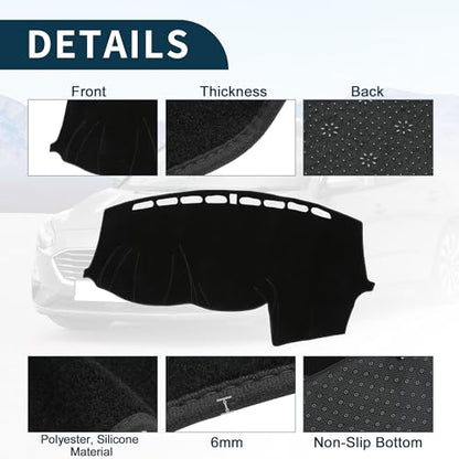 Dash Cover Lower Configuration W/o Audio for Ford Focus 2012-2018 Non-Slip | Center Console Dashboard Cover Mat Black 1 Pcs