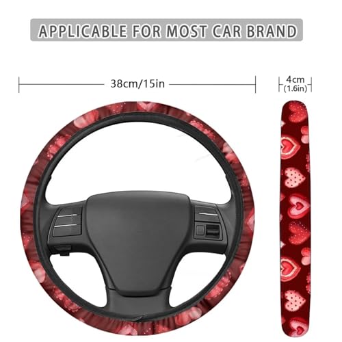 GLENLCWE Red Love Pattern Steering Wheel Cover 15 Inch Stretch-On Steering Wheel Wrap Auto Interior Steering Accessories - color: Red Love