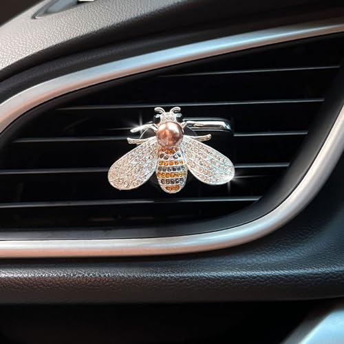 2Pcs Car Air Vent Clip,Bling Crystal Cute Bee Car Air Vent Clips, Car Air Conditioning Outlet Clip Decorative,Rhinestone Car Decoration for Women Interior Decor Bling Car Accessories