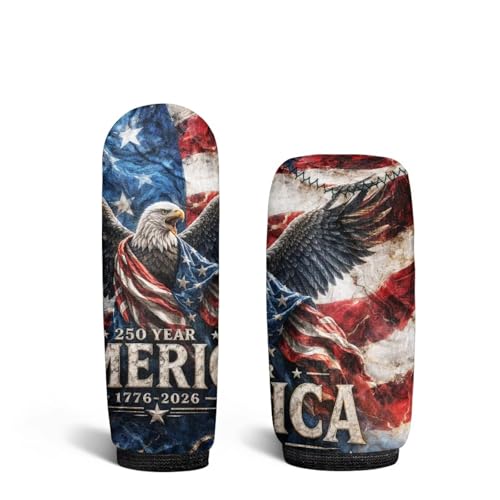 KEIAHUAN Car Handbrake Cover with Gear Shift Knob Cover Set Women Men 250 Years American Flag Universal Fits for Most Sedan Truck SUV Van Anti-Slip Universal Case Sleeve - color: 250 Years American Flag