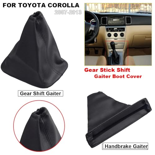 PU Leather Gear Shift Boot Cover Set, Compatible with Toyota Corolla (2007-2013), Manual Transmission Dust Proof Boot & Lever Sleeve Replacement (Black, 2PCS) - color: 2PC