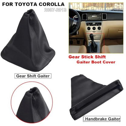 PU Leather Gear Shift Boot Cover Set, Compatible with Toyota Corolla (2007-2013), Manual Transmission Dust Proof Boot & Lever Sleeve Replacement (Black, 2PCS) - color: 2PC