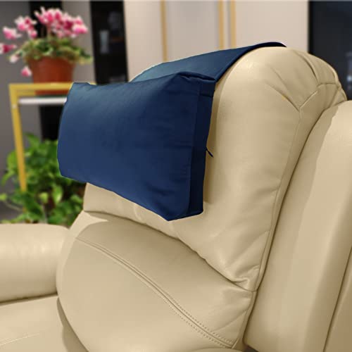 Adjustable Headrest Pillow for Recliners and Armchairs - Non-Slip Velvet Cushion for Neck Support and Pain Relief (Navy) - color: Navy
