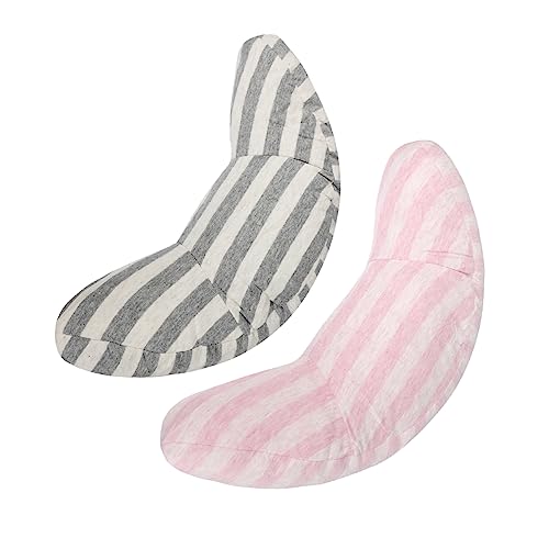 Kids Car Seat Travel Neck Pillow Soft Neck Support Cushion Car Seat Belt Cover Cushion Pillow Car Seatbelt Shoulder Pad Head Neck Support Pillow Seat Strap Pillow for Car Airplane Pushchair Travel - color: Gray Strips+pink Strips