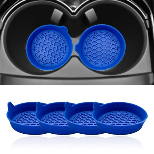 4-Pack Universal Cup Holder Coasters, Black Silicone Inserts - Keep Your Car Clean with Non-Slip & Spill-Proof Coasters for All Vehicles (Blue) - color: Blue