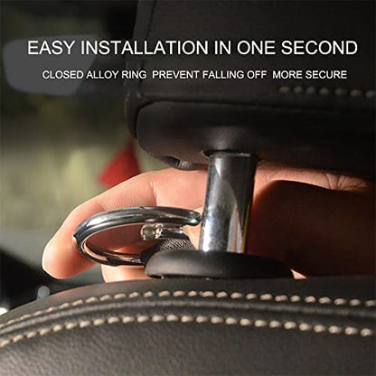 Headrest Hooks for Car Back Seat Organizer Black Faux Leather Hanger Holder Hook, for Hanging Purses and Bags and Coats Grocery Bag Umbrellas Handbag Car Accessories Interior Men for Women