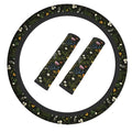 Floral Steering Wheel Cover Elastic Non-Slip Car Steering Wheel Covers with Seat Belt Shoulder Pad for Women Men - color: Floral
