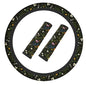 Floral Steering Wheel Cover Elastic Non-Slip Car Steering Wheel Covers with Seat Belt Shoulder Pad for Women Men - color: Floral