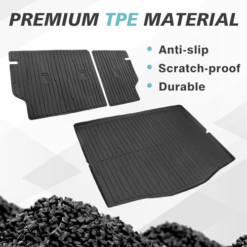 BestEvMod Vehicle Mat Cargo Liner Compatible with Mustang Mach E 2021-2026 Cargo Liner Trunk & Second Row Seats Back Mat Set of 2 All Weather Seat Protector Mat(Trunk Mat+Seats Back Cover) - style: Trunk Mat+Seats Back Cover