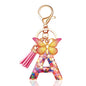 JINGUAZI Initial letter Keychains for Women Tassel Butterfly Pink Purple Cute Car Keychain for Wallet Backpack bag charm - color: A-pink