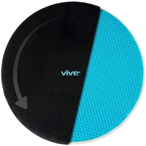 Vive Swivel Car Seat Cushion for Handicapped & Elderly Assistance - 360 Large Round Rotating Chair Pad with Memory Foam (Black)