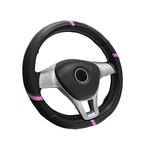 Car Steering Wheel Cover, 15 Inch Microfiber Leather Steering Wheel Protector with Anti-Slip Grip, Breathable Sporty Wheel Wrap Interior Decoration for Sedan Truck SUV (Pink) - color: Pink