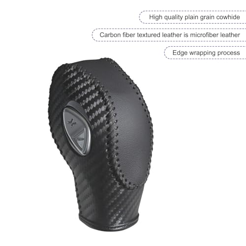 Gear Shift Cover, Breathable Anti-Scratch Gear Shift Knob Cover, Anti-Slip Carbon Fiber Auto Transmission Lever Decoration, Compatible with Focus Fiesta Escape Transit EcoSport (Black)