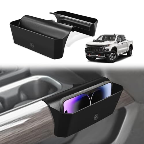 Center Console Side Organizer Compatible with 2022-2025 2026 Chevy Silverado 1500 & GMC Sierra 1500 Accessories Middle Console Shifter Storage Box Left & Right Phone Pocket with Anti-Slip Mats - size: 2022+ Silverado 1500 Side Organizer (Bucket Seat)