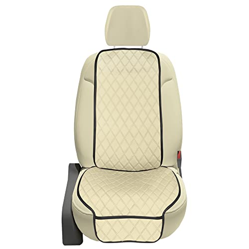 FH Group Car Seat Cushion – Neosupreme Single Front Seat Cover with Front Pockets, Airbag Compatible, Universal Fit Car Seat Cushion for Driver or Passenger Seat, SUV, Truck, Sedan & Van – Beige - color: Beige, style: Front