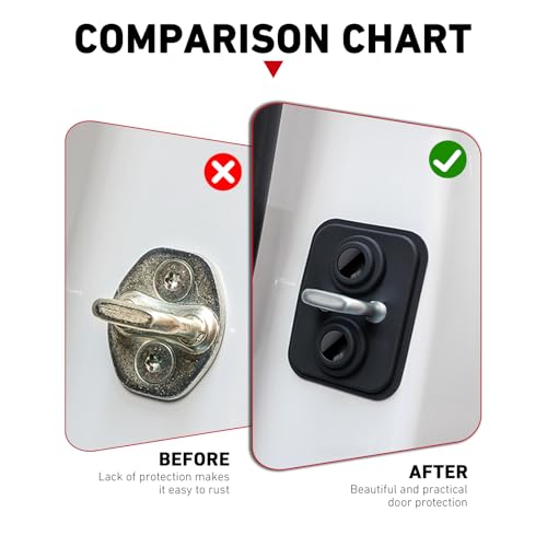 4 PCS Car Door Strike Protector, Upgraded Silicone Car Door Latch Covers, Self-adhesive Shock-absorbing Door Protection Cover, Universal for Most Cars (Black)