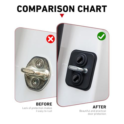 4 PCS Car Door Strike Protector, Upgraded Silicone Car Door Latch Covers, Self-adhesive Shock-absorbing Door Protection Cover, Universal for Most Cars (Black)