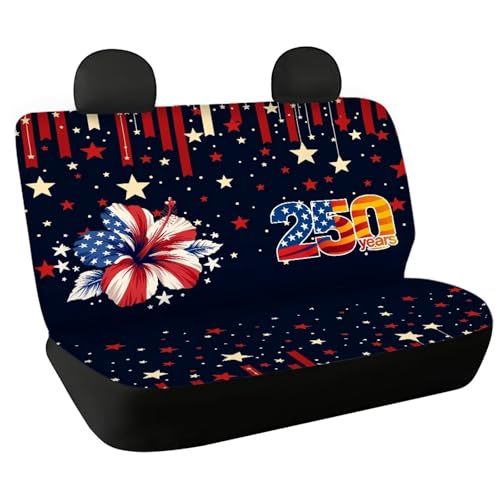 AFPANQZ American Flower Car Seat Cover for Rear Bench Seat, 250 Years Automotive Back Seat Protector Dogs Pets Seat Cushion for Trucks Vans SUVs Universal Fit - color: 250 Years American Flower