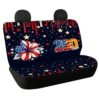 AFPANQZ American Flower Car Seat Cover for Rear Bench Seat, 250 Years Automotive Back Seat Protector Dogs Pets Seat Cushion for Trucks Vans SUVs Universal Fit - color: 250 Years American Flower