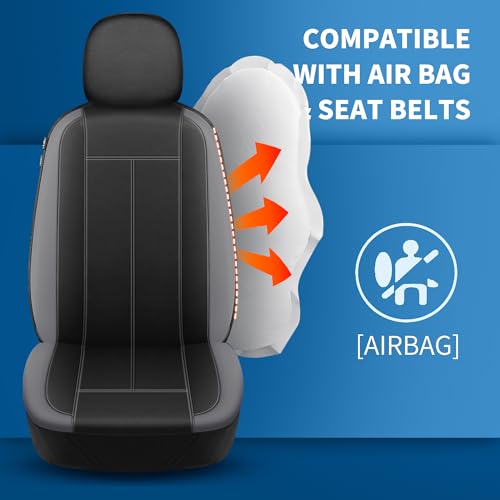 HChengkikz Car Seat Covers Full Set, Waterproof Neoprene Car seat Covers, Airbag Compatibable, All Season Protection Universal for Most Cars, Trucks, SUVs (Black + LightGray) - color: N816 Black Lightgray, size: Full Set