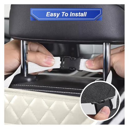 ZIMISI Car Back Seat Organizer, Waterproof Leather Automotive Backseat Hanging Bag with Cup Holders, Large Capacity Car Trash Can, Vehicle Travel Accessories for Most Vehicles (2PCS/Beige) - size: 2PCS/Beige