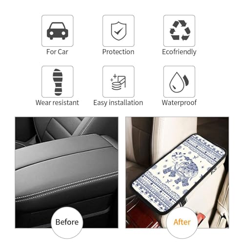 Universal Car Center Console Cushion Pad, Blue Elephant Soft Waterproof Car Center Console Cover Auto Armrest Seat Box Cover Protector for Most Vehicle SUV Truck Car - color: Blue Elephant