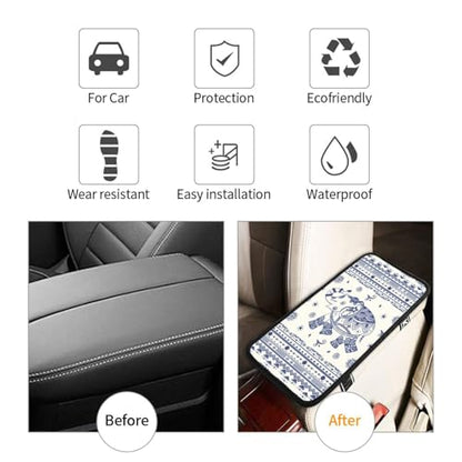 Universal Car Center Console Cushion Pad, Blue Elephant Soft Waterproof Car Center Console Cover Auto Armrest Seat Box Cover Protector for Most Vehicle SUV Truck Car - color: Blue Elephant